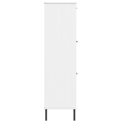 vidaXL Bookcase with Metal Legs White 90x35x128.5 cm Solid Wood OSLO