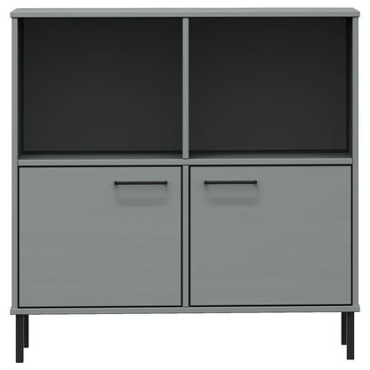 vidaXL Bookcase with Metal Legs Grey 90x35x90.5 cm Solid Wood OSLO