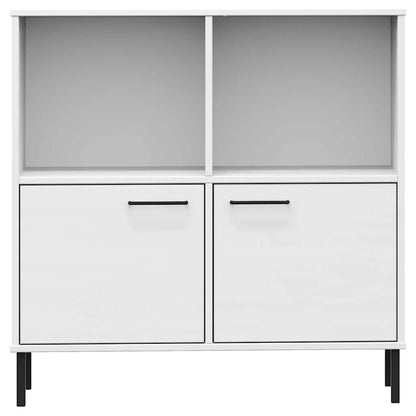 vidaXL Bookcase with Metal Legs White 90x35x90.5 cm Solid Wood OSLO
