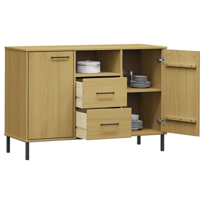 vidaXL Sideboard with Metal Legs Brown 113x40x77 cm Solid Wood OSLO