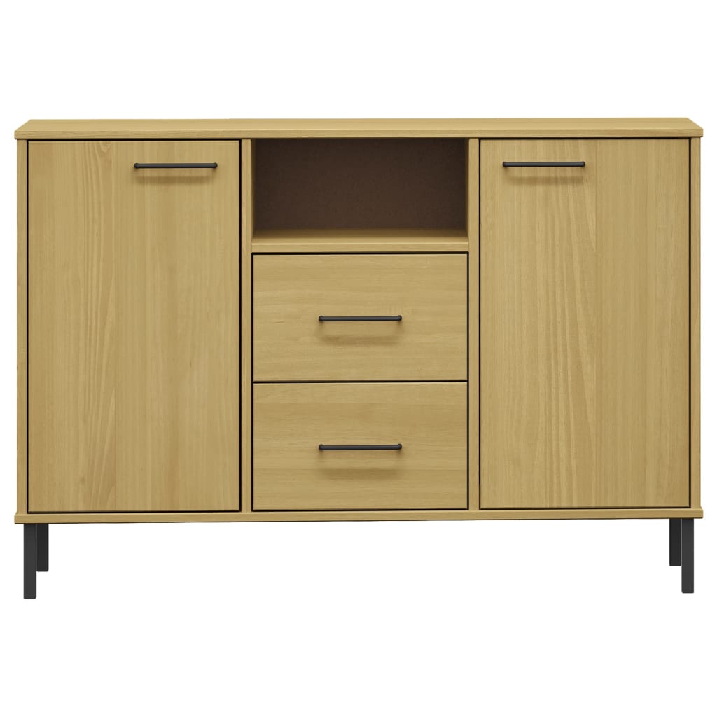 vidaXL Sideboard with Metal Legs Brown 113x40x77 cm Solid Wood OSLO