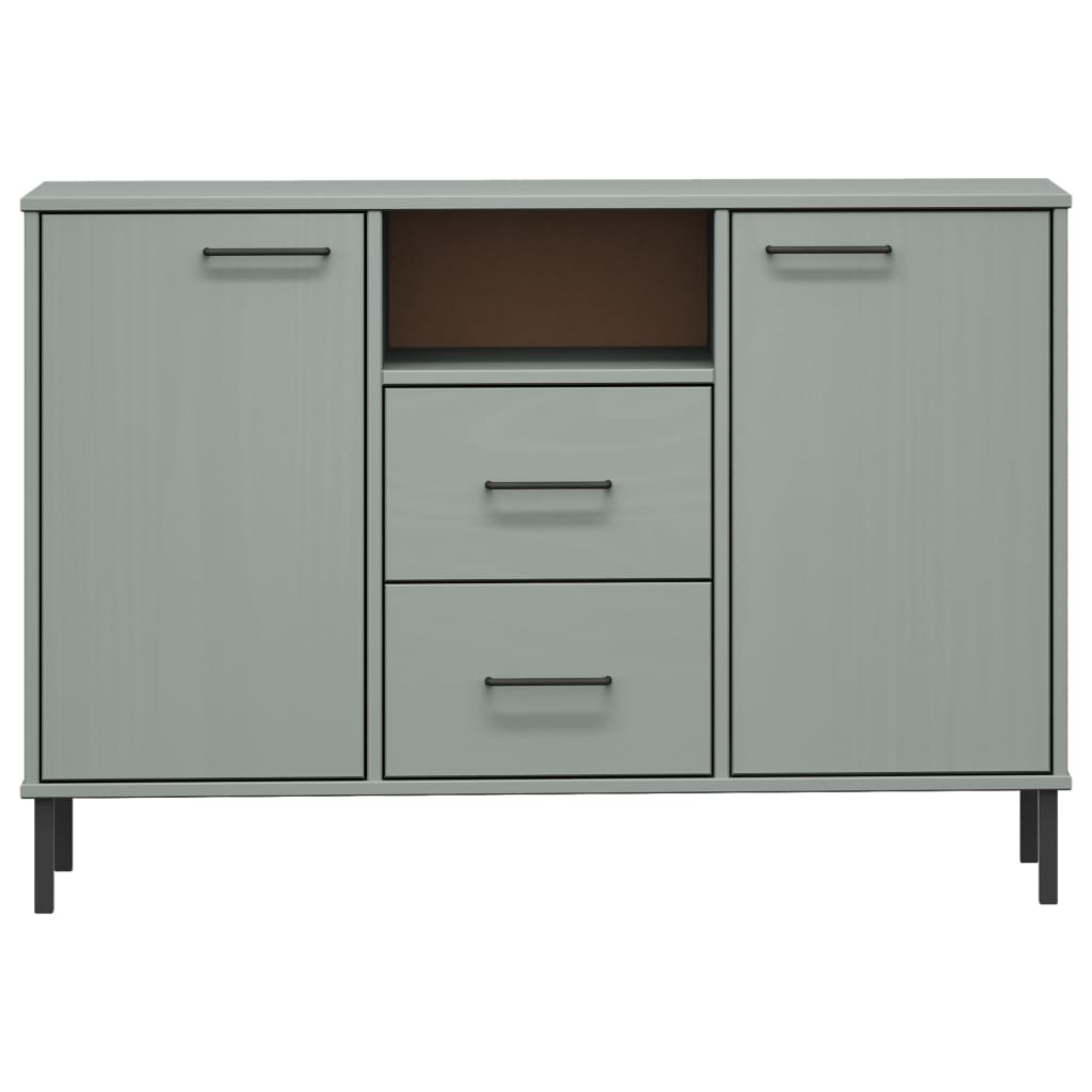 vidaXL Sideboard with Metal Legs Grey 113x40x77 cm Solid Wood OSLO