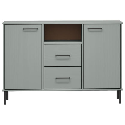 vidaXL Sideboard with Metal Legs Grey 113x40x77 cm Solid Wood OSLO