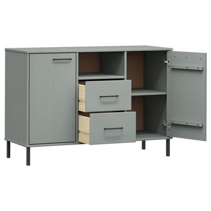 vidaXL Sideboard with Metal Legs Grey 113x40x77 cm Solid Wood OSLO