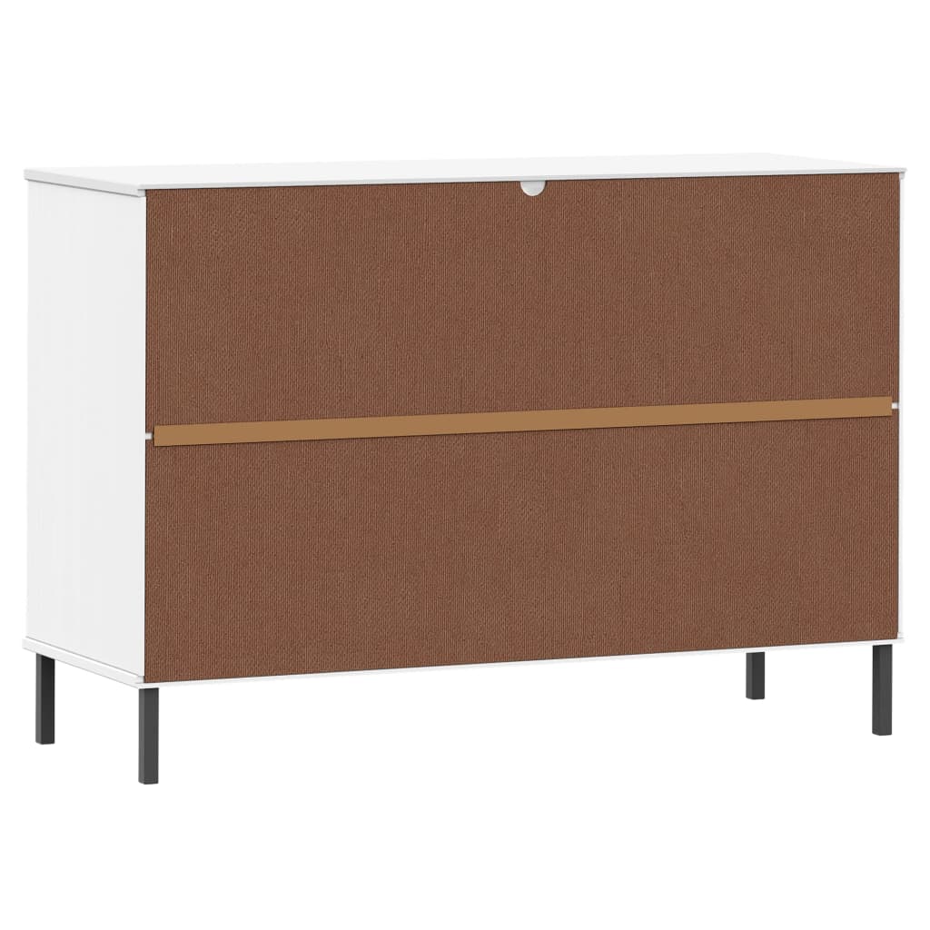 vidaXL Sideboard with Metal Legs White 113x40x77 cm Solid Wood OSLO