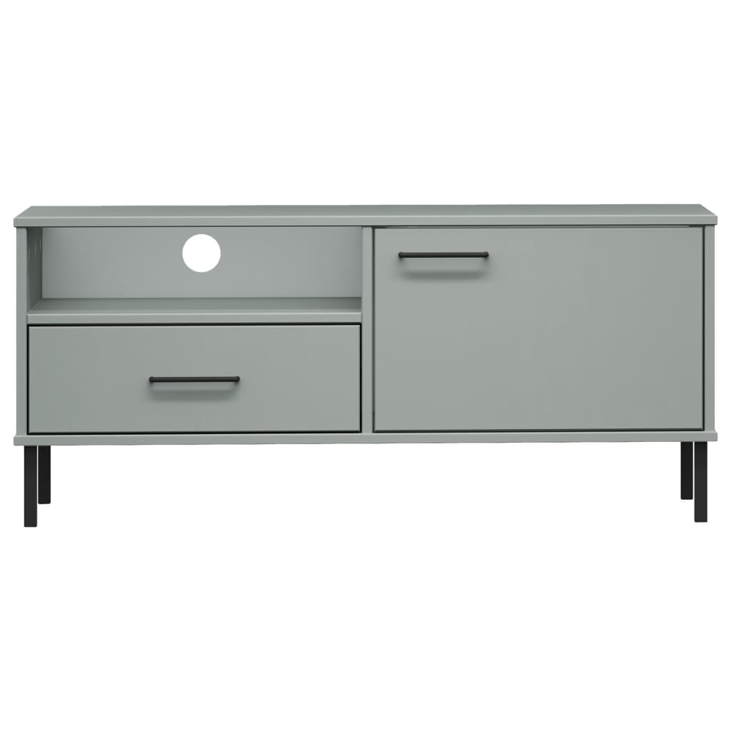 vidaXL TV Cabinet with Metal Legs Grey Solid Wood Pine "OSLO