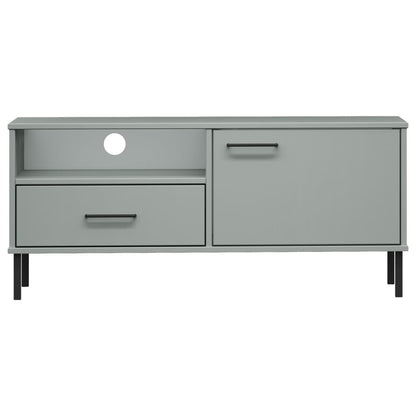 vidaXL TV Cabinet with Metal Legs Grey Solid Wood Pine "OSLO