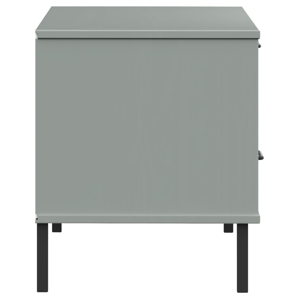 vidaXL TV Cabinet with Metal Legs Grey Solid Wood Pine "OSLO