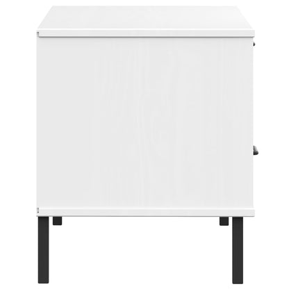 vidaXL TV Cabinet with Metal Legs White Solid Wood Pine "OSLO