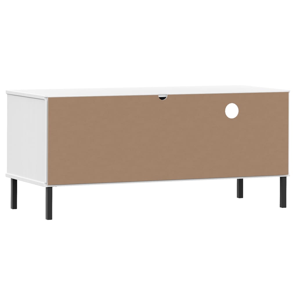 vidaXL TV Cabinet with Metal Legs White Solid Wood Pine "OSLO