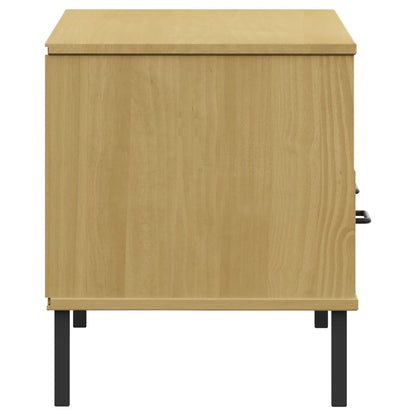 vidaXL TV Cabinet with Metal Legs Brown Solid Wood Pine "OSLO