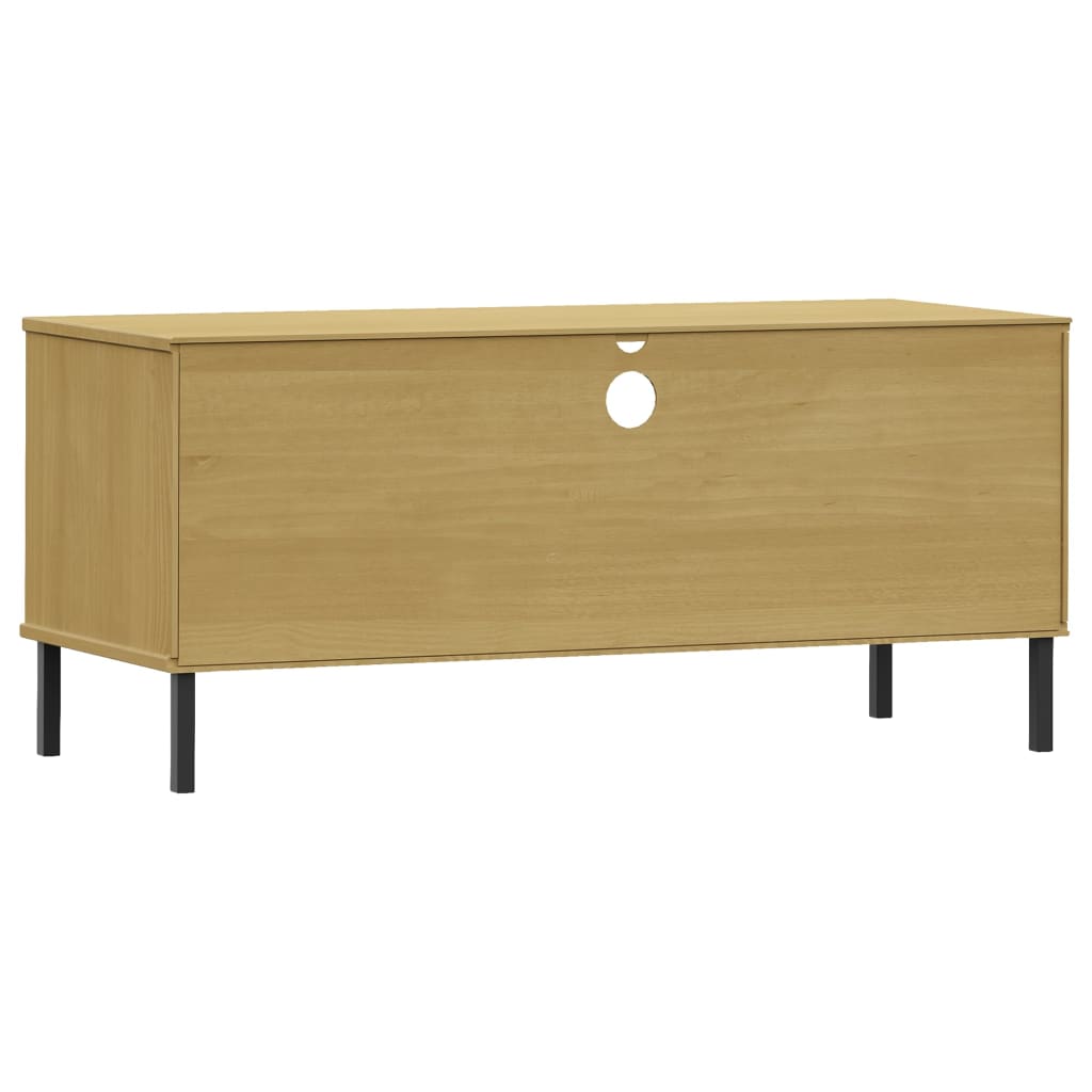 vidaXL TV Cabinet with Metal Legs Brown Solid Wood Pine "OSLO