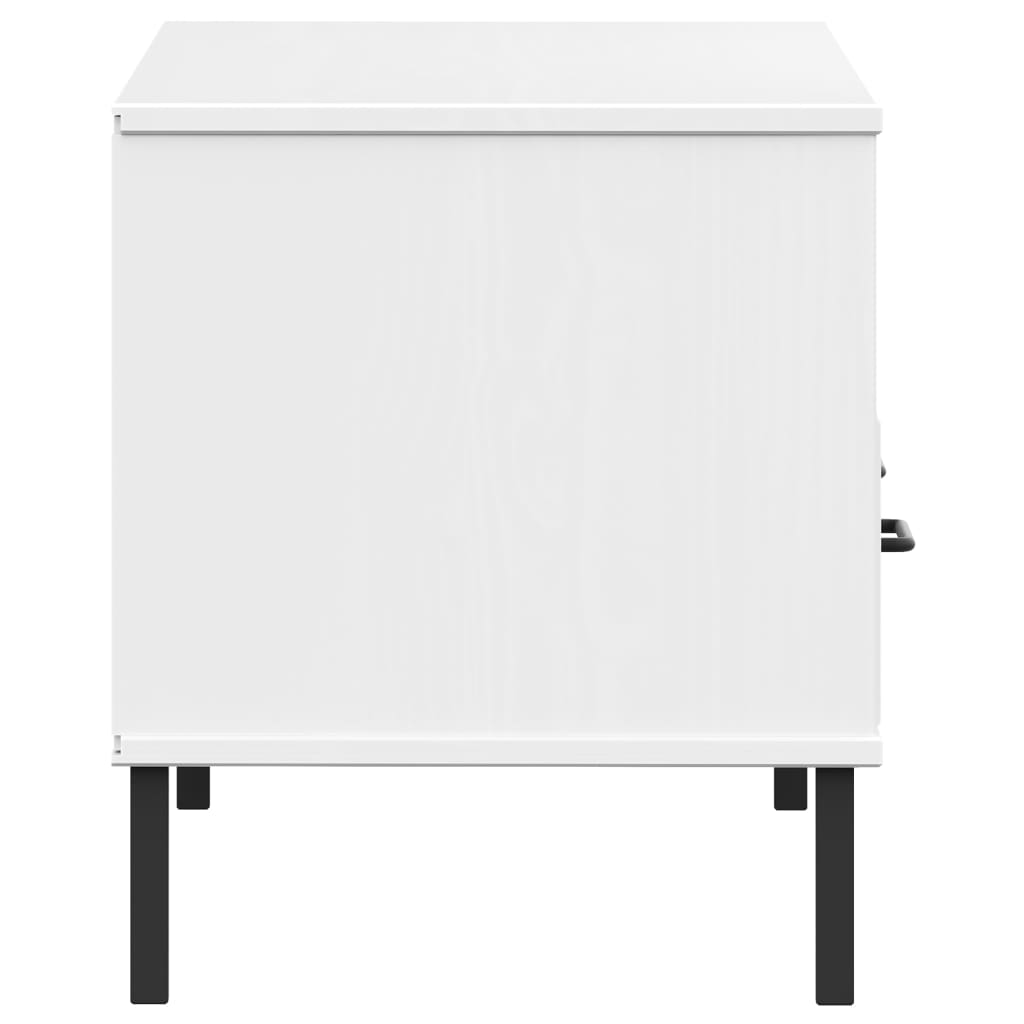 vidaXL TV Cabinet with Metal Legs White Solid Wood Pine "OSLO