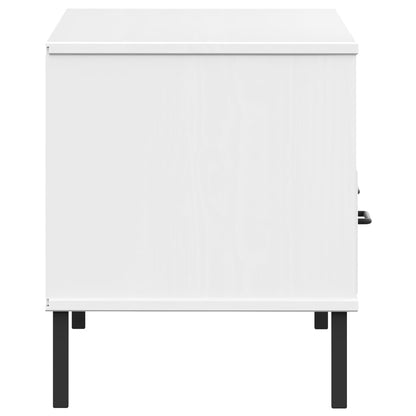 vidaXL TV Cabinet with Metal Legs White Solid Wood Pine "OSLO