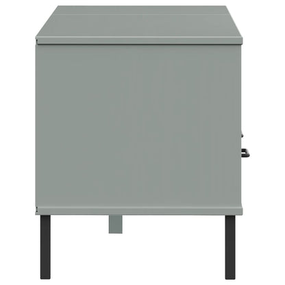 vidaXL TV Cabinet with Metal Legs Grey Solid Wood Pine OSLO