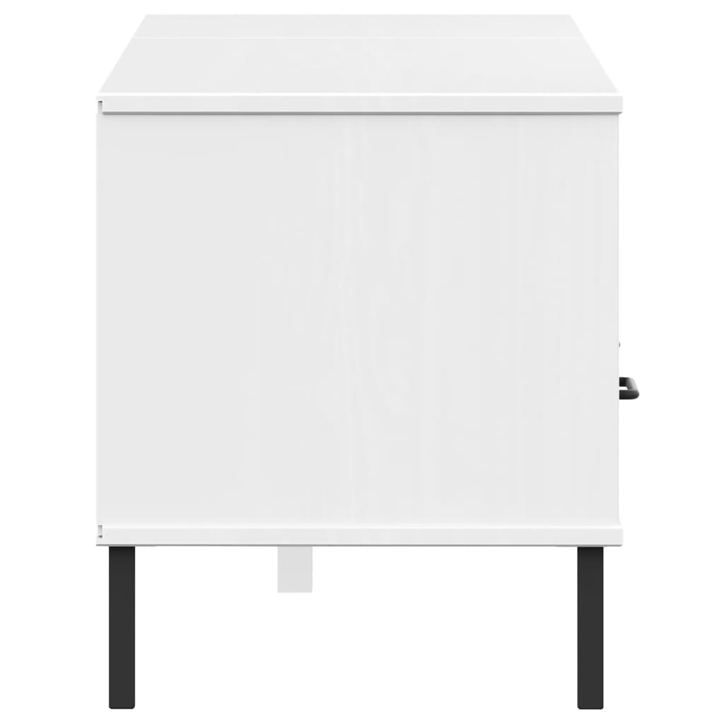 vidaXL TV Cabinet with Metal Legs White Solid Wood Pine "OSLO