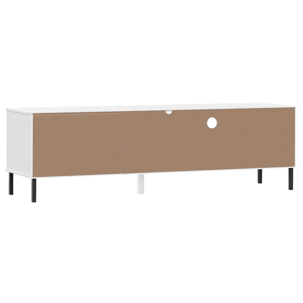 vidaXL TV Cabinet with Metal Legs White Solid Wood Pine "OSLO