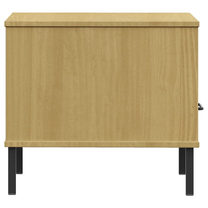 vidaXL Bedside Table with Metal Legs Brown Solid Wood Pine "OSLO