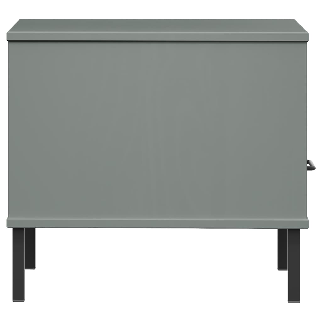 vidaXL Bedside Table with Metal Legs Grey Solid Wood Pine "OSLO