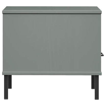 vidaXL Bedside Table with Metal Legs Grey Solid Wood Pine "OSLO