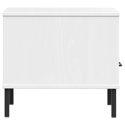 vidaXL Bedside Table with Metal Legs White Solid Wood Pine "OSLO