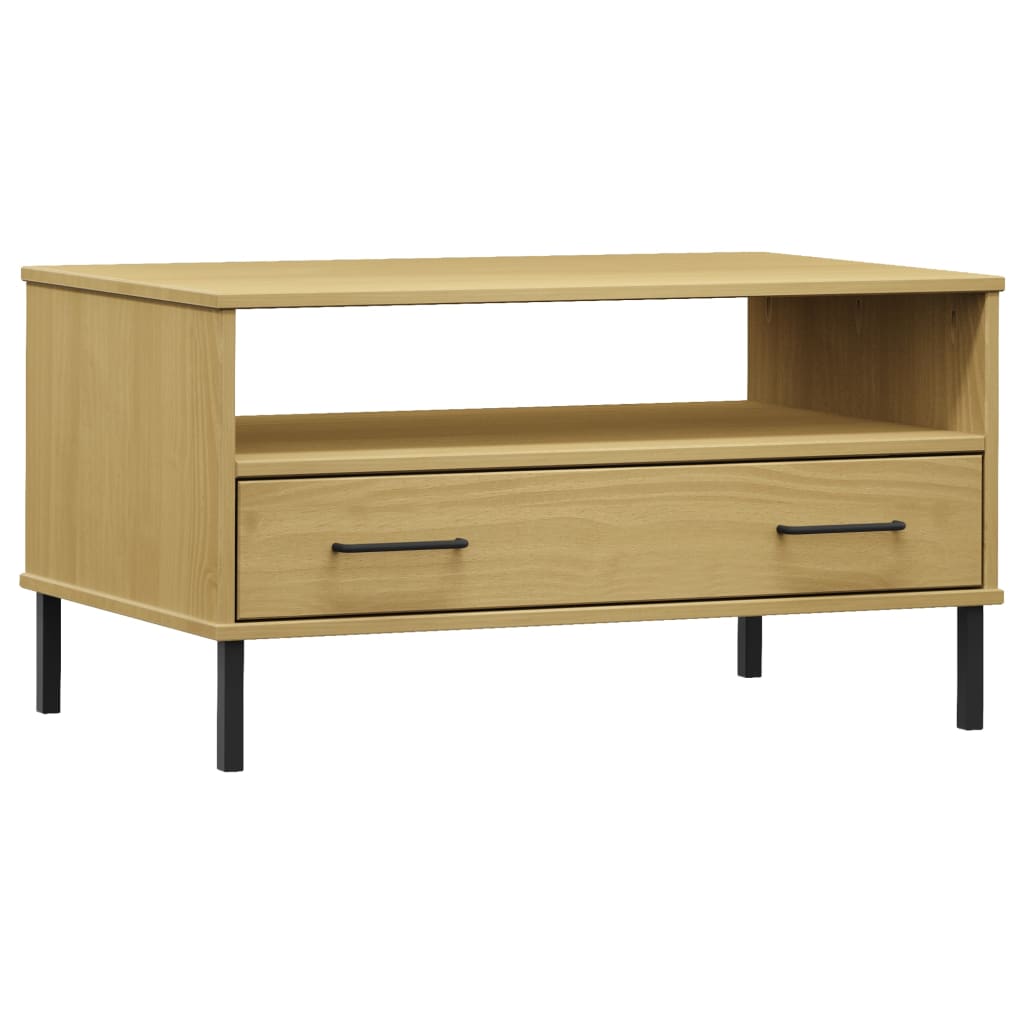 vidaXL Coffee Table with Metal Legs Brown 85x50x45cm Solid Wood "OSLO
