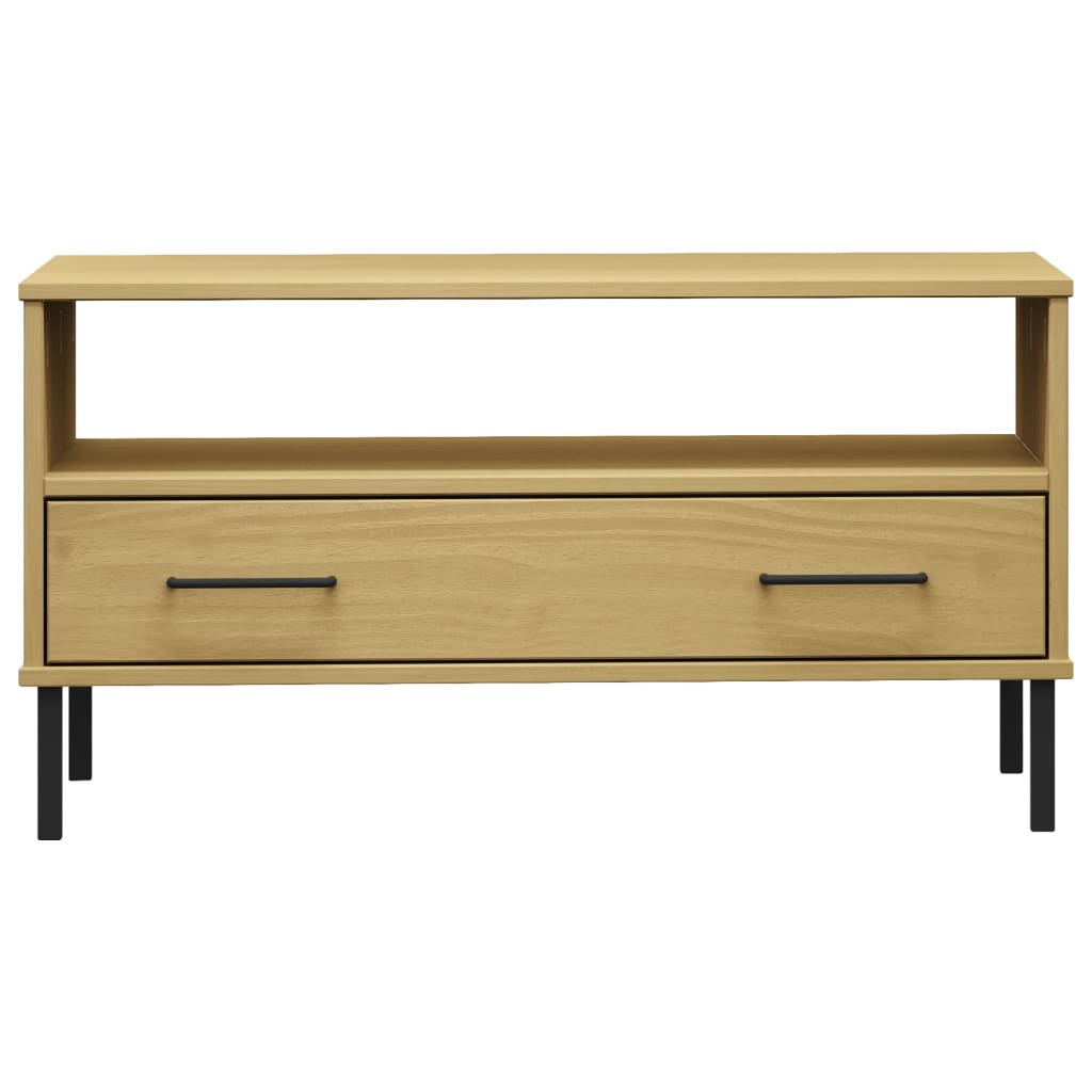 vidaXL Coffee Table with Metal Legs Brown 85x50x45cm Solid Wood "OSLO