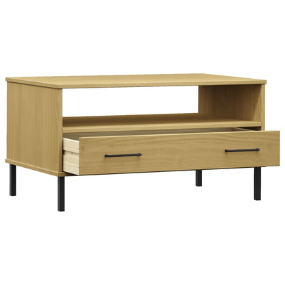 vidaXL Coffee Table with Metal Legs Brown 85x50x45cm Solid Wood "OSLO