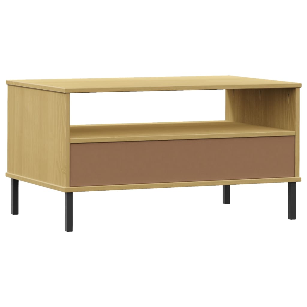 vidaXL Coffee Table with Metal Legs Brown 85x50x45cm Solid Wood "OSLO