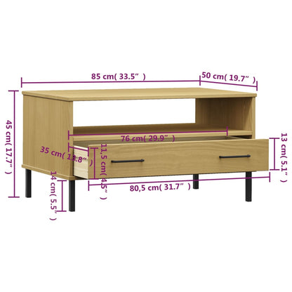 vidaXL Coffee Table with Metal Legs Brown 85x50x45cm Solid Wood "OSLO