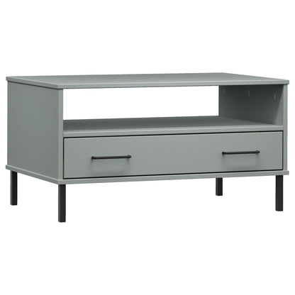 vidaXL Coffee Table with Metal Legs Grey 85x50x45 cm Solid Wood "OSLO