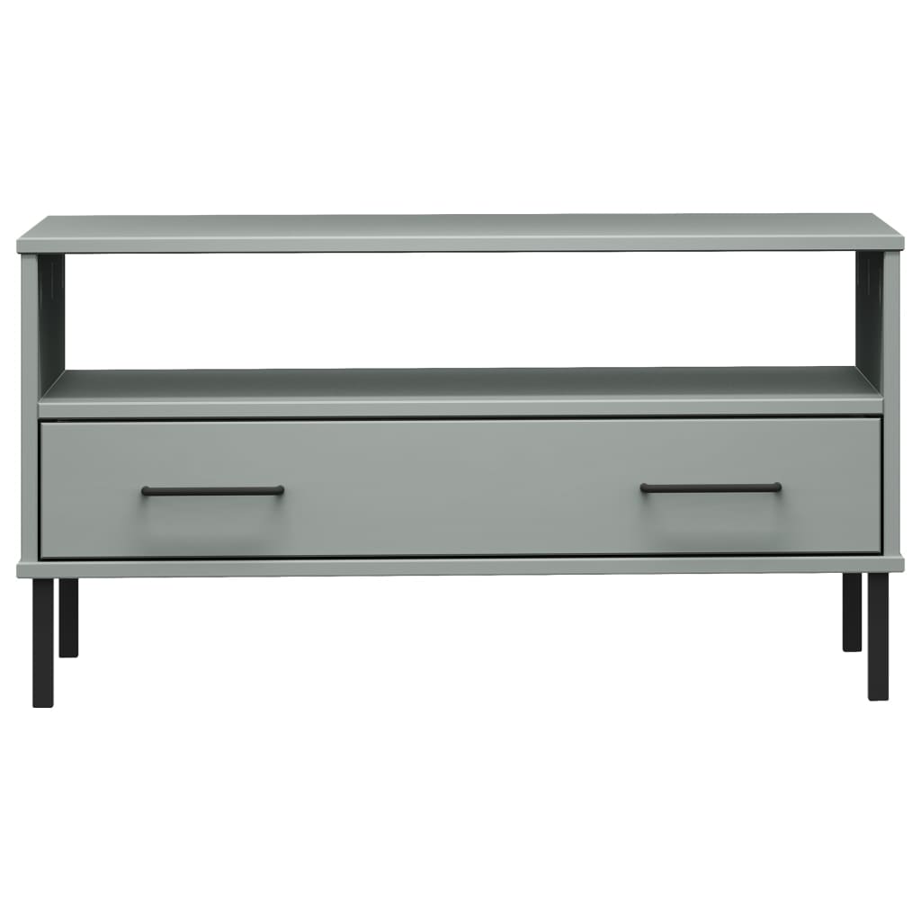 vidaXL Coffee Table with Metal Legs Grey 85x50x45 cm Solid Wood "OSLO