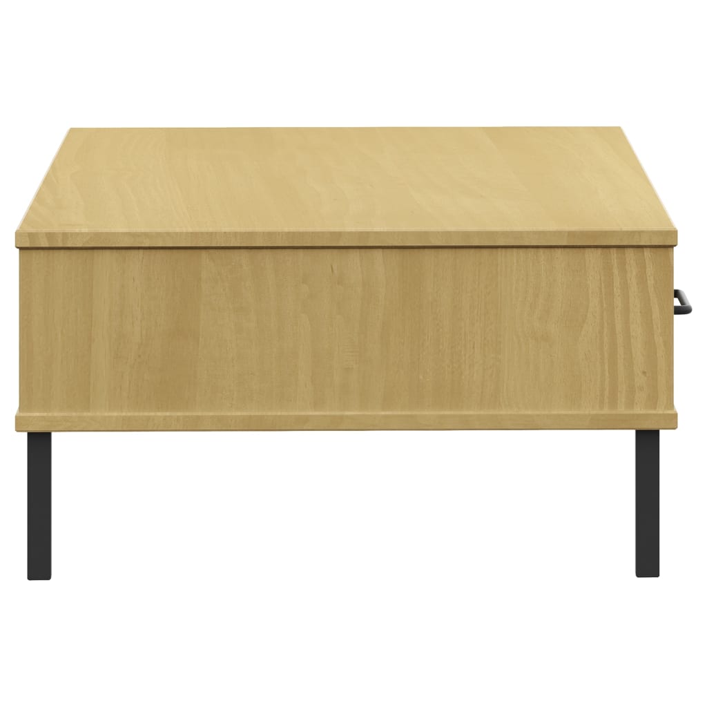 vidaXL Coffee Table with Metal Legs Brown Solid Wood Pine "OSLO