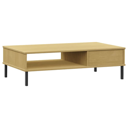 vidaXL Coffee Table with Metal Legs Brown Solid Wood Pine "OSLO