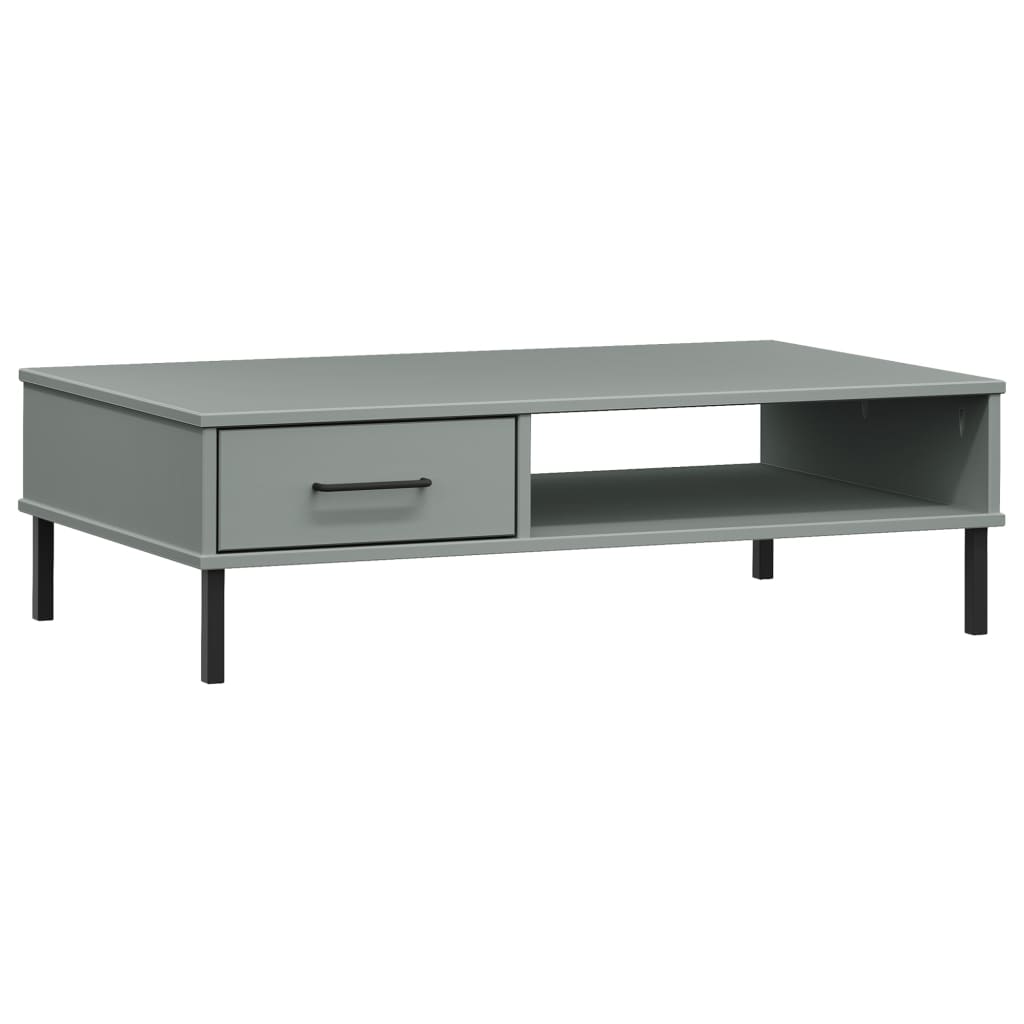 vidaXL Coffee Table with Metal Legs Grey Solid Wood Pine "OSLO
