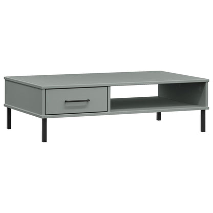 vidaXL Coffee Table with Metal Legs Grey Solid Wood Pine "OSLO