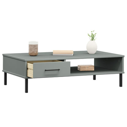 vidaXL Coffee Table with Metal Legs Grey Solid Wood Pine "OSLO