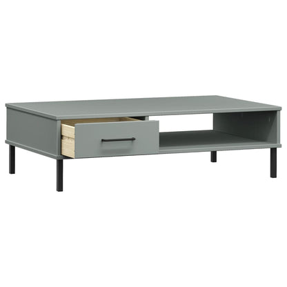 vidaXL Coffee Table with Metal Legs Grey Solid Wood Pine "OSLO