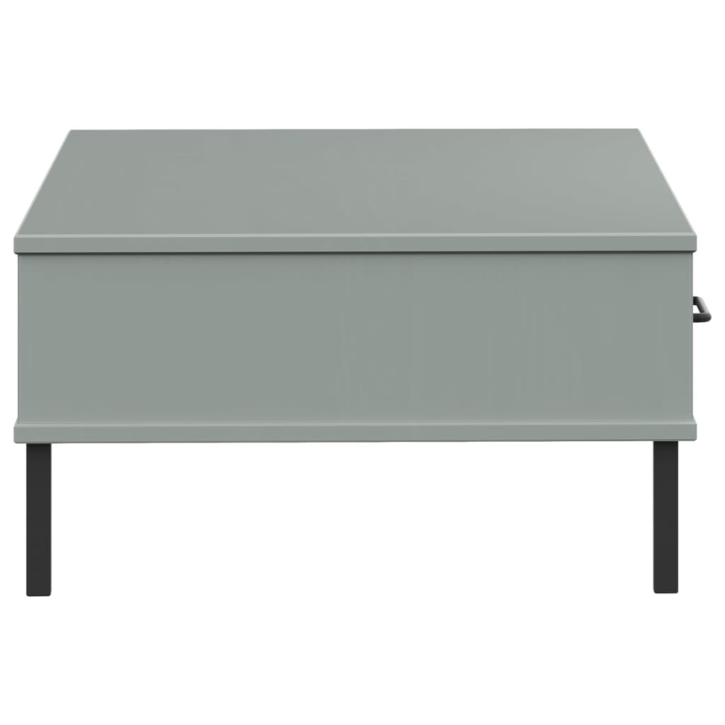 vidaXL Coffee Table with Metal Legs Grey Solid Wood Pine "OSLO