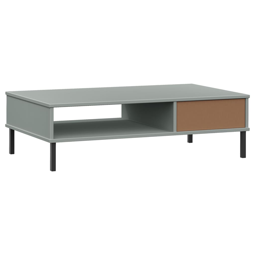 vidaXL Coffee Table with Metal Legs Grey Solid Wood Pine "OSLO