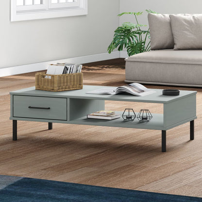 vidaXL Coffee Table with Metal Legs Grey Solid Wood Pine "OSLO