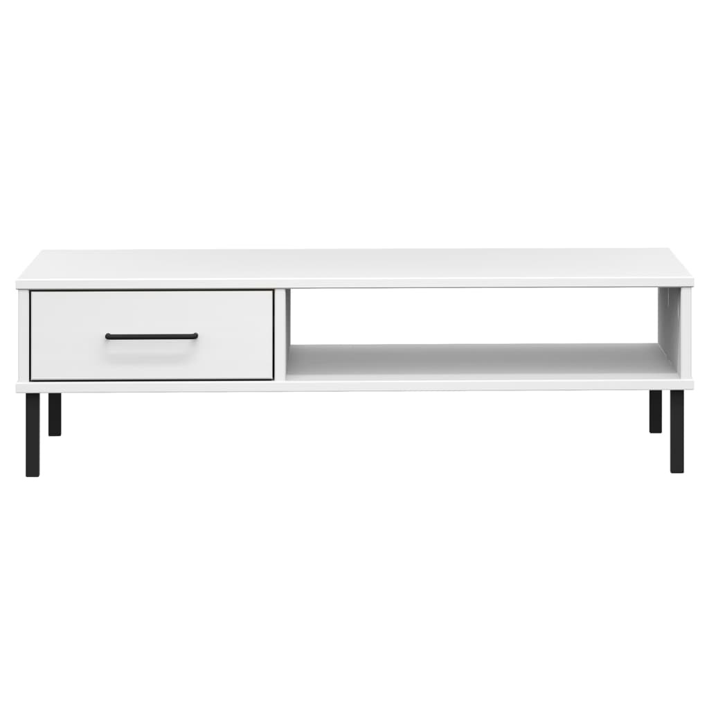 vidaXL Coffee Table with Metal Legs White Solid Wood Pine "OSLO