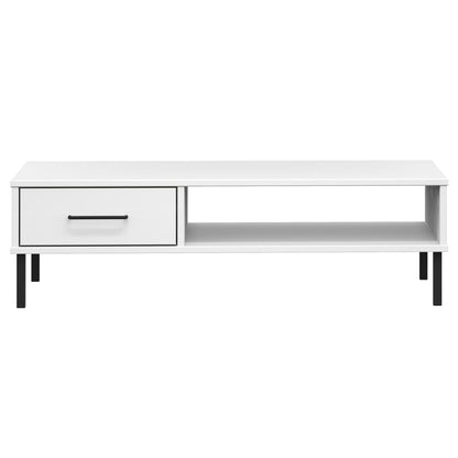 vidaXL Coffee Table with Metal Legs White Solid Wood Pine "OSLO