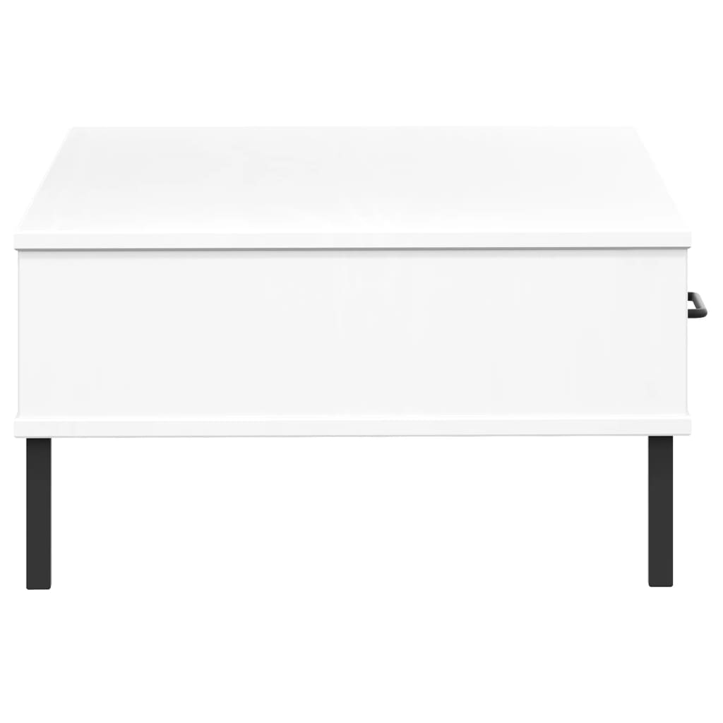 vidaXL Coffee Table with Metal Legs White Solid Wood Pine "OSLO