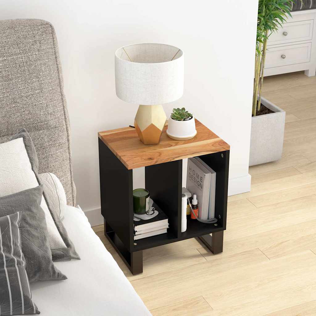 vidaXL Side Table 40x31x46 cm Solid Wood Acacia&Engineered Wood
