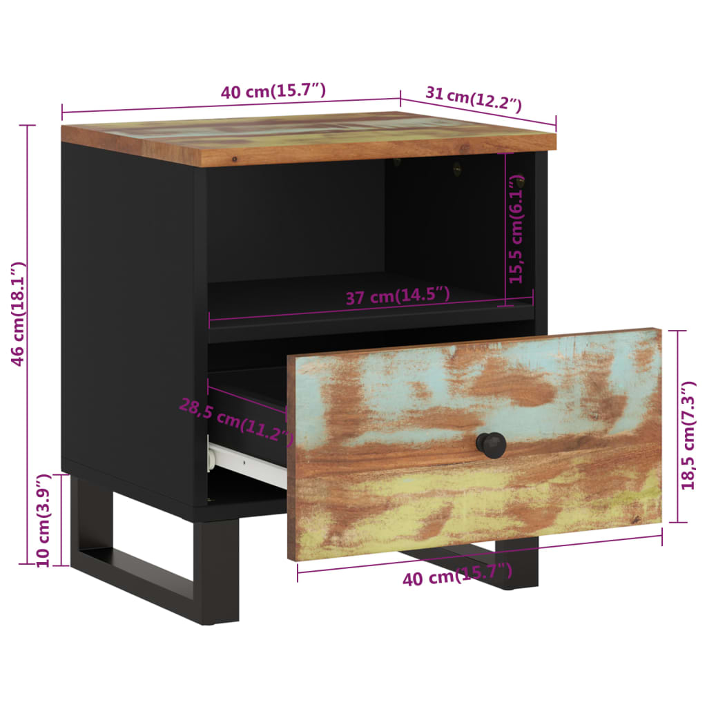 vidaXL Bedside Cabinets 2 pcs Solid Wood Reclaimed&Engineered Wood