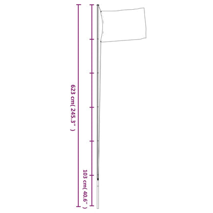 vidaXL Sectional Flagpole Silver 6.23 m Aluminium