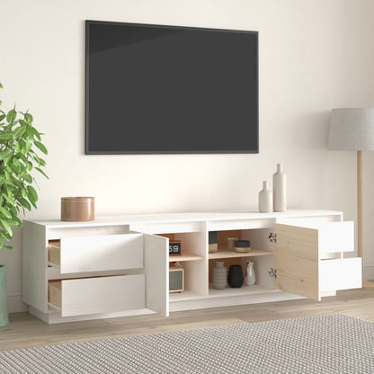 vidaXL TV Cabinet White 176x37x47.5 cm Solid Wood Pine