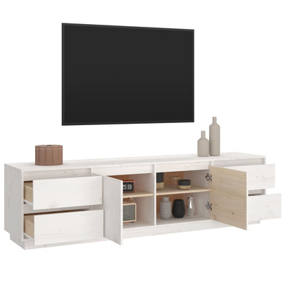 vidaXL TV Cabinet White 176x37x47.5 cm Solid Wood Pine
