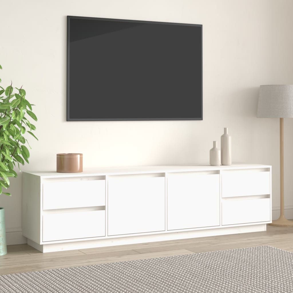 vidaXL TV Cabinet White 176x37x47.5 cm Solid Wood Pine